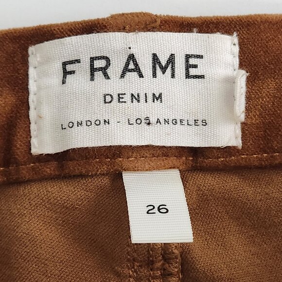 Frame Le Crop Mini Boot Cotton Blend Velvet kick-Flare Pants Size 26 Brown - Picture 5 of 8